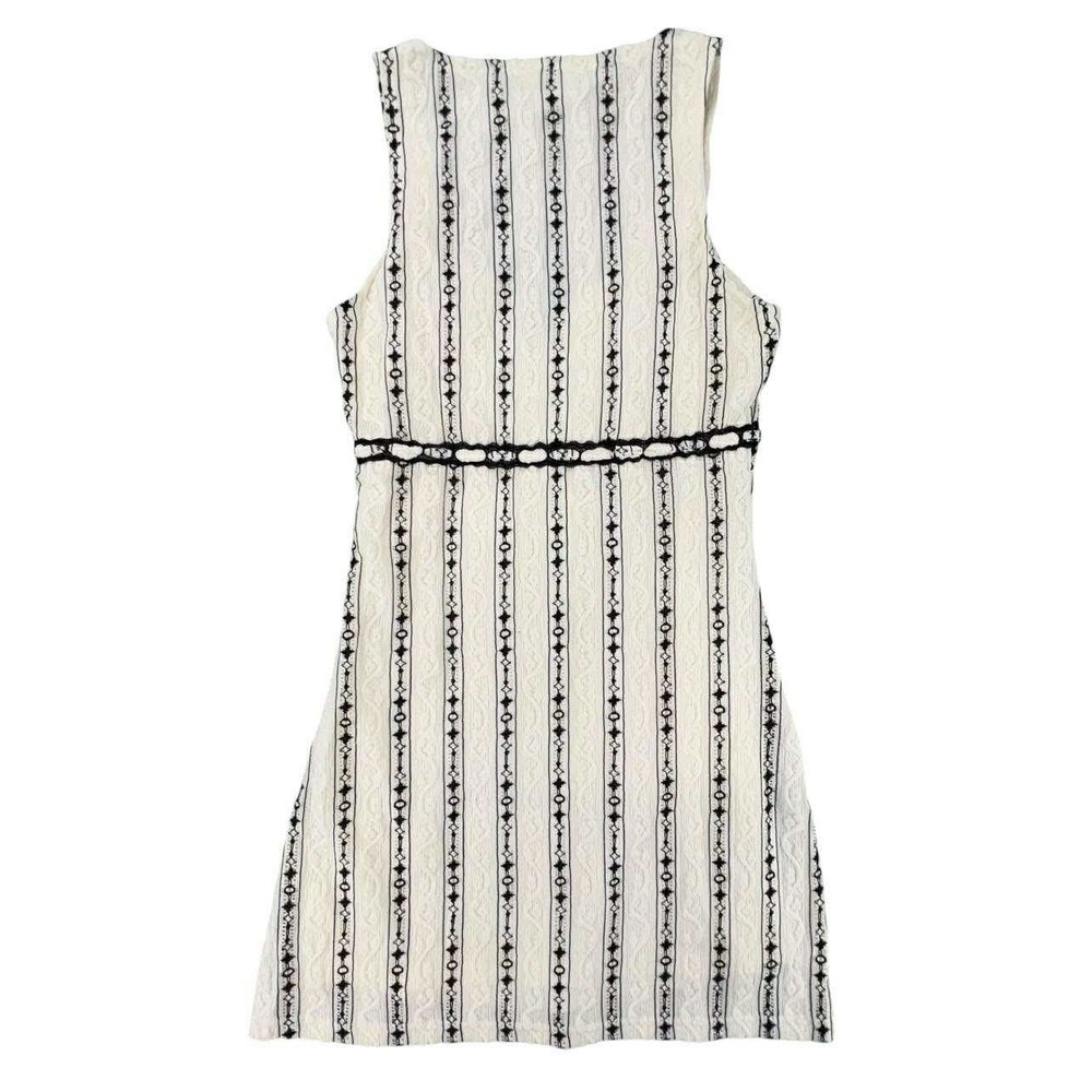 West of Melrose White Black Striped Lace Tie Waist Mini Dress NWT - Picture 2 of 15